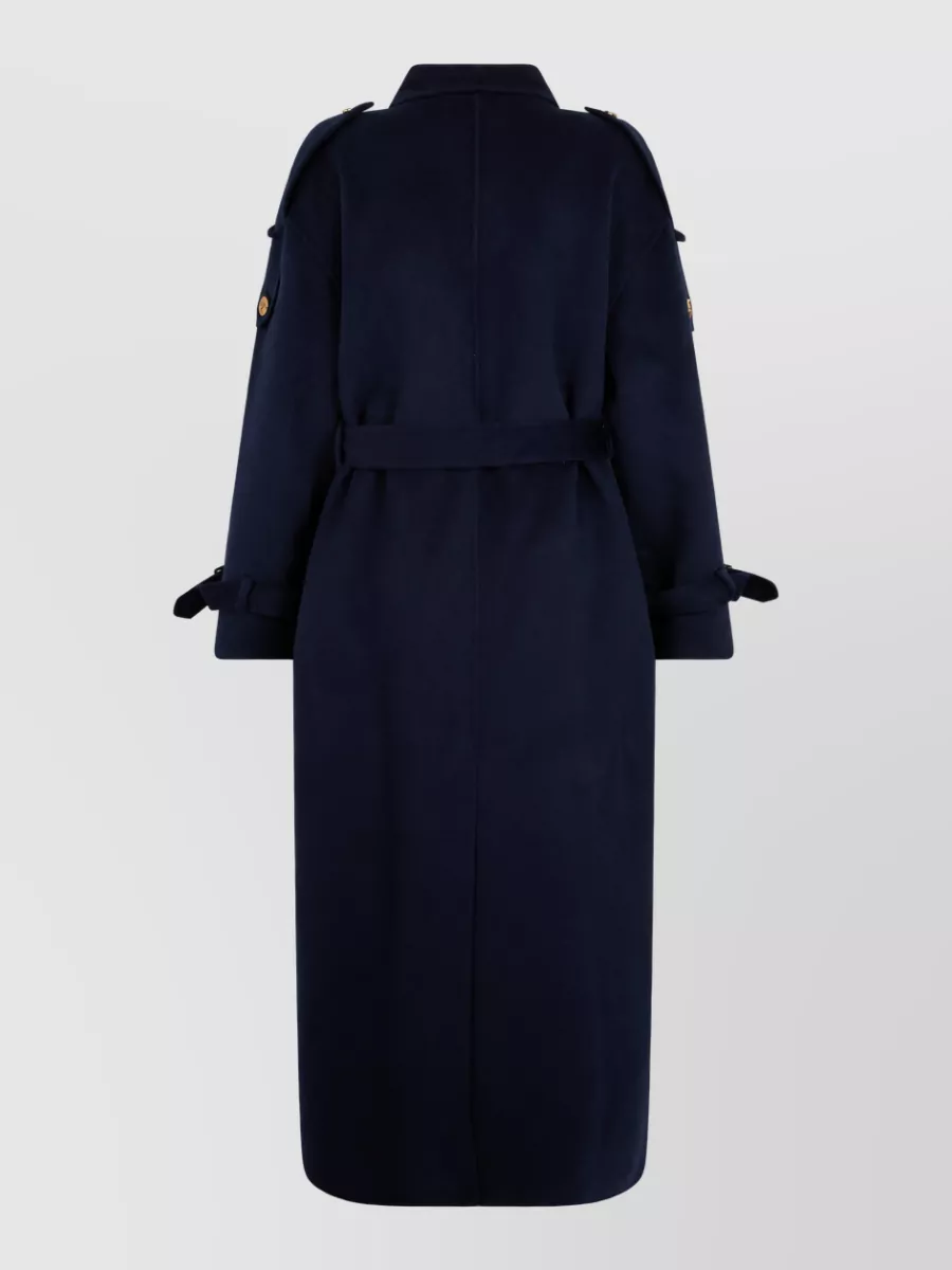 Elisabetta Franchi Wool Long Double-Breasted Belted Coat