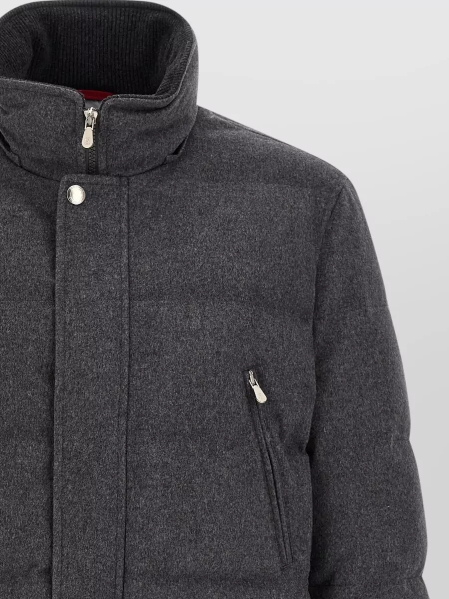 Brunello Cucinelli Wool Flannel Quilted Padded Parka