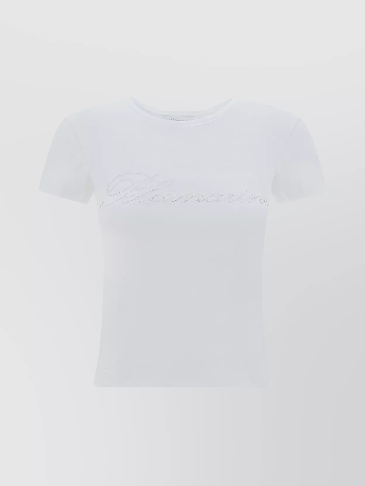 Shop Blumarine Rhinestone Cotton Cropped T-shirt