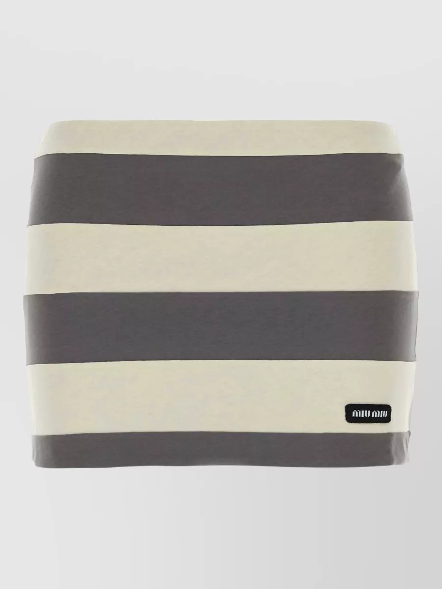Miu Miu Striped embroidered cotton mini skirt