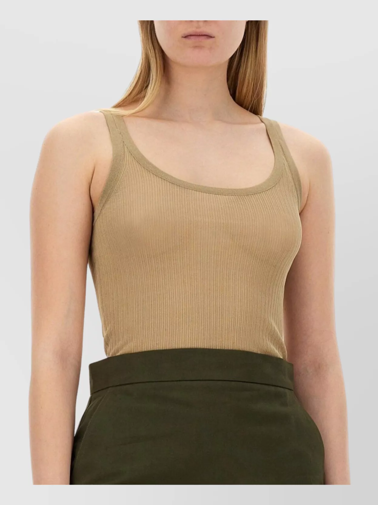 Max Mara Sleeveless Ribbed Scoop Neck Tank Top