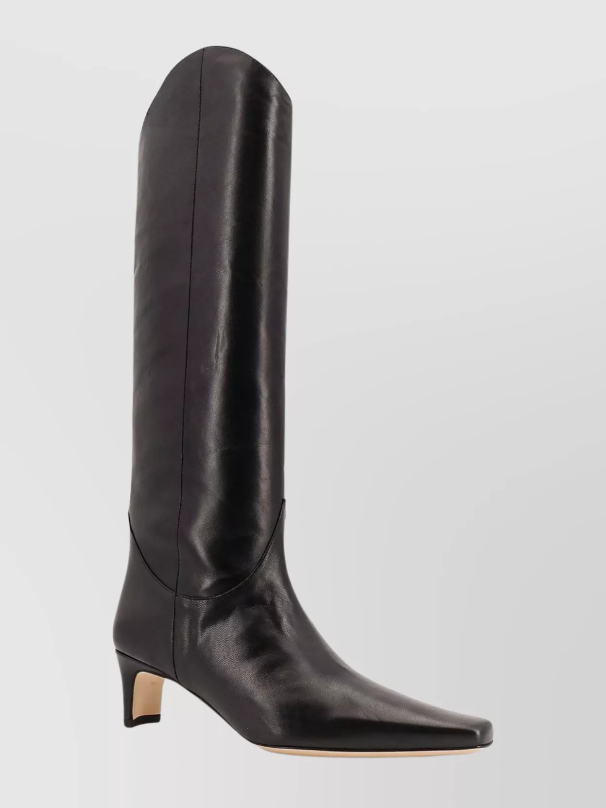 Staud Leather Western Wally Boot With Covered Heel In Black