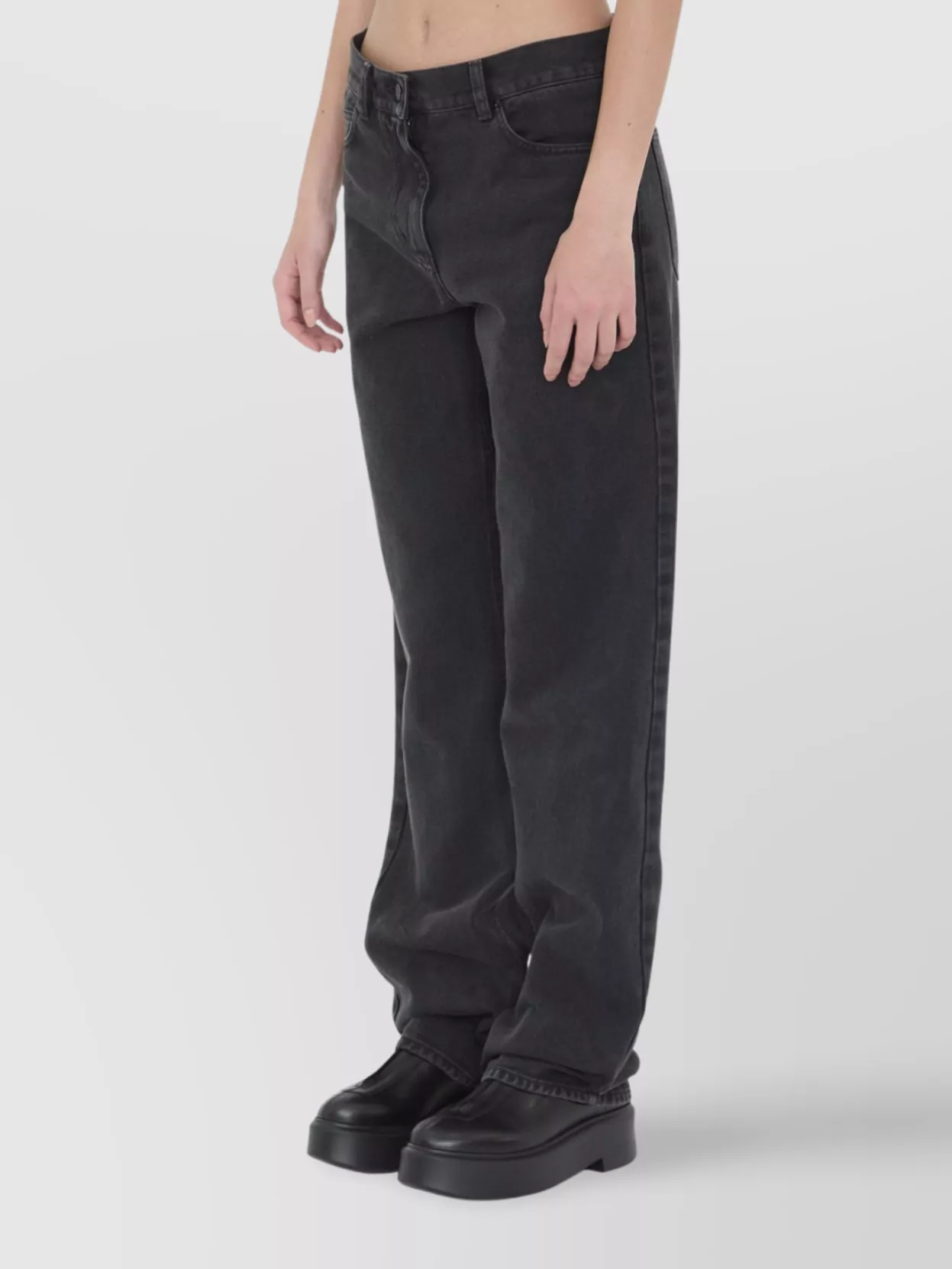 The Row High Waist Straight Leg Denim Trousers In Black