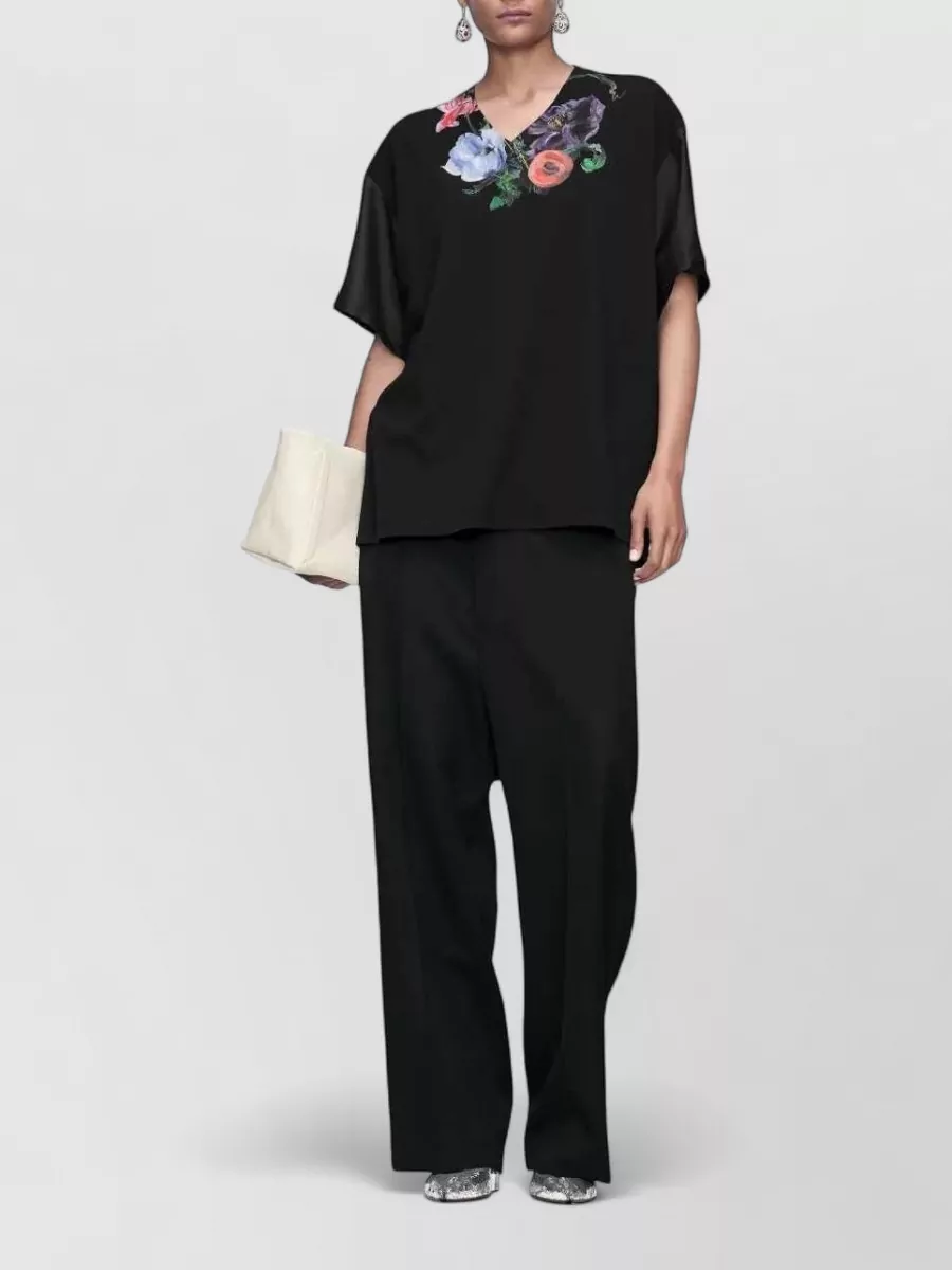 Maison Margiela floral-print v-neck short-sleeve t-shirt
