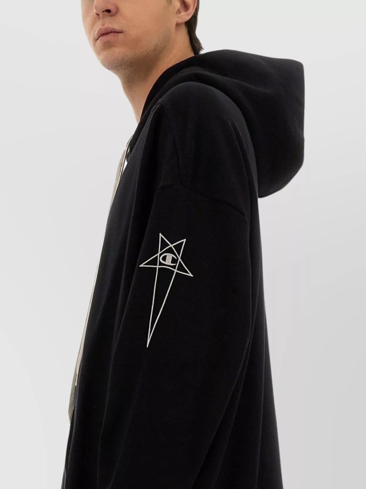 Rick Owens Oversized Hoodie With Long Drawstrings And Front Pockets In Black