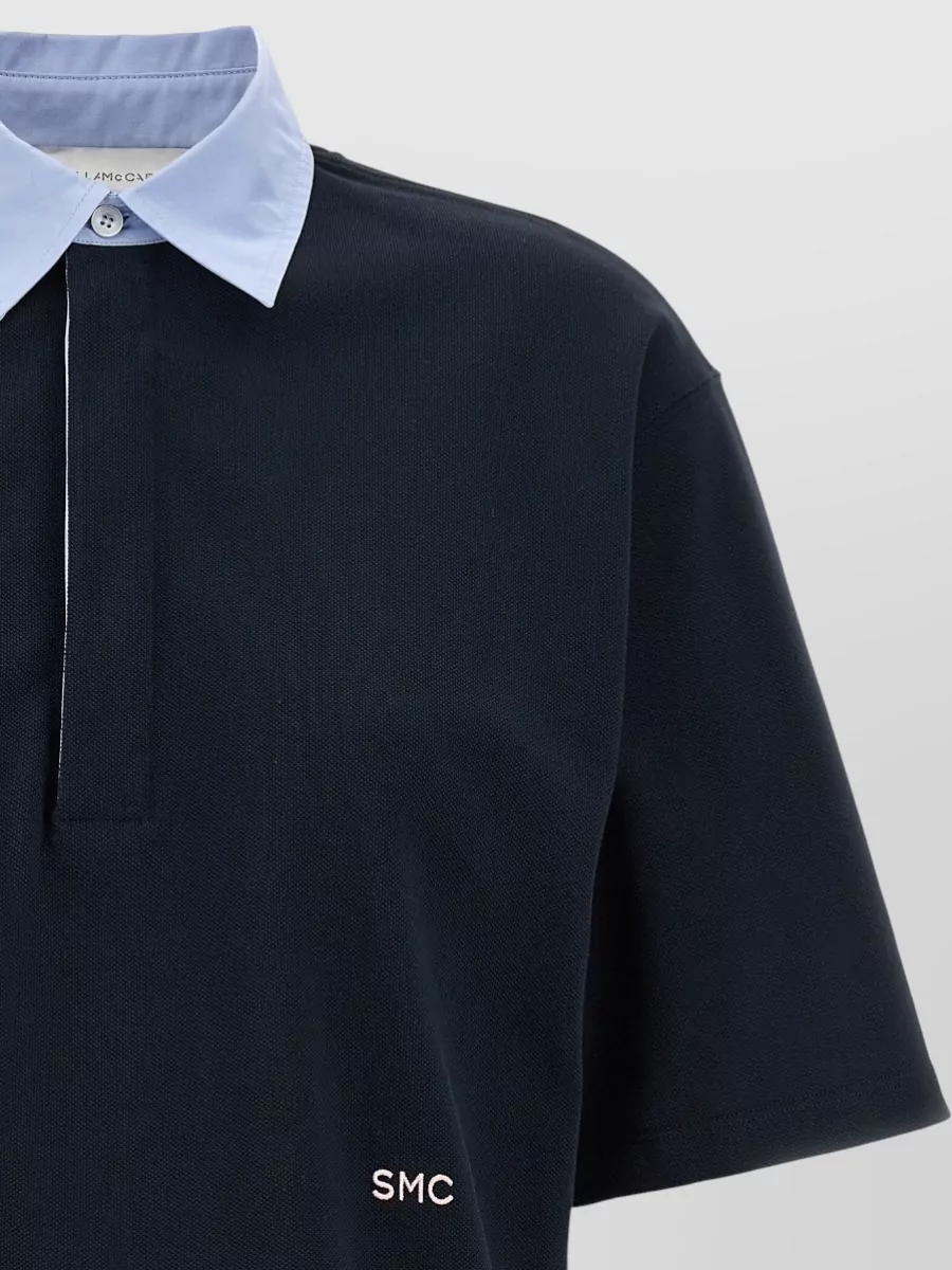 Stella Mccartney Cropped Piquet Polo Contrasting Collar