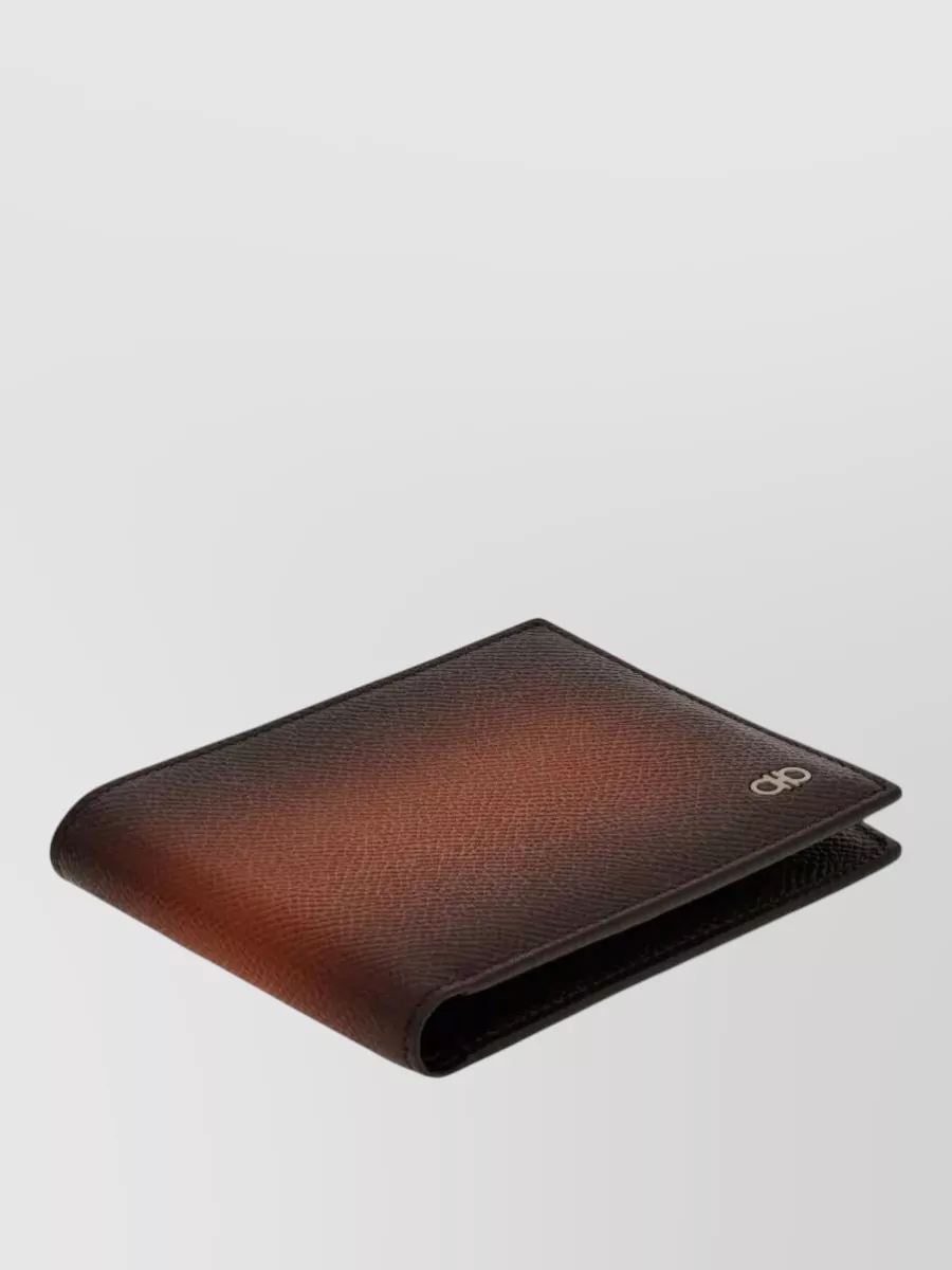 Ferragamo Micro Gancio Bifold Wallet Textured Finish