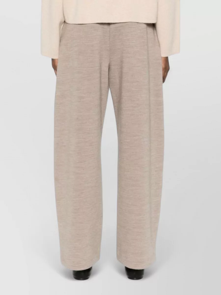 Max Mara Wool Cotton Wide Leg Trousers Pockets