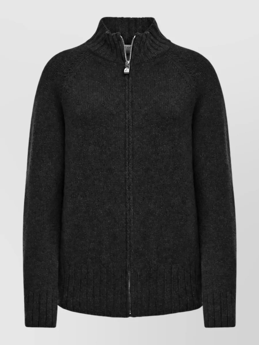 Malo cashmere fine-knit funnel-neck zip-up cardigan