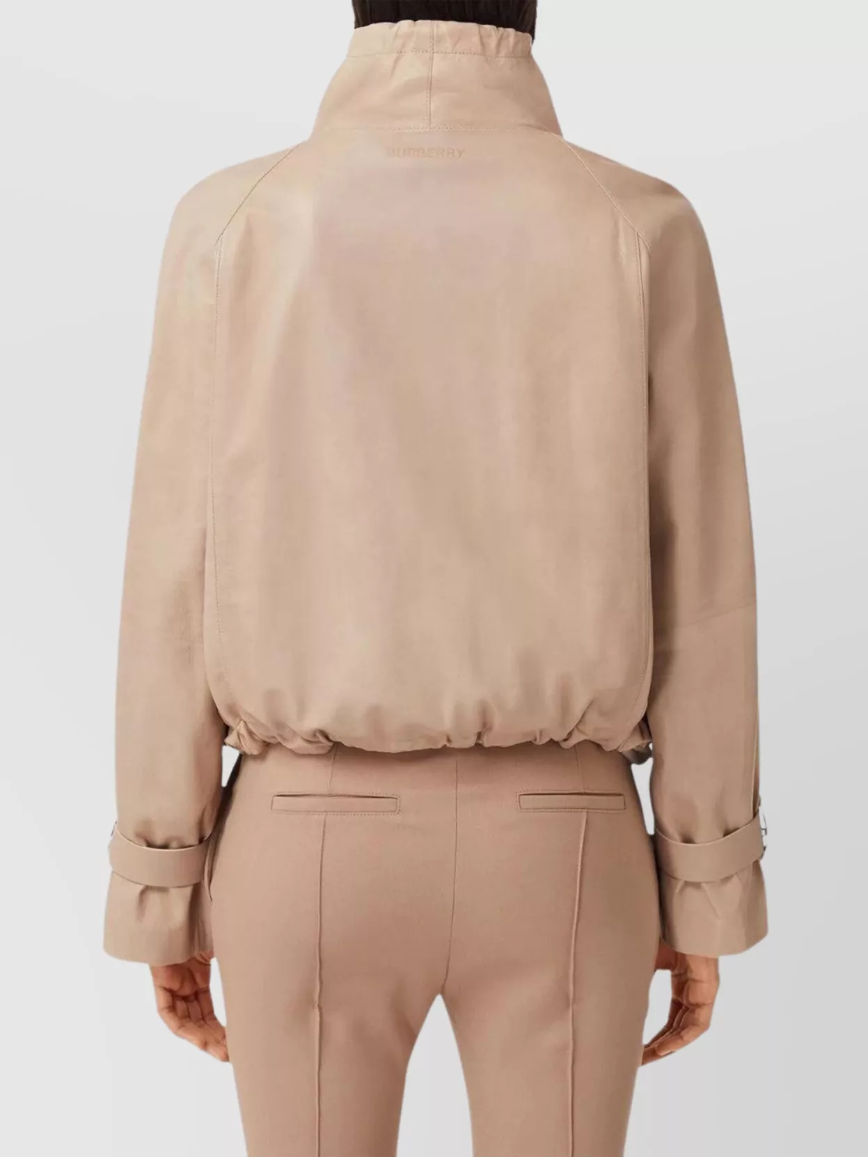 Burberry Cropped Leather Jacket Adjustable Hem