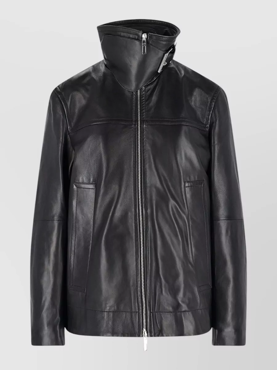 Sportmax Jacket High Collar Side Pockets Snap Buttons In Black