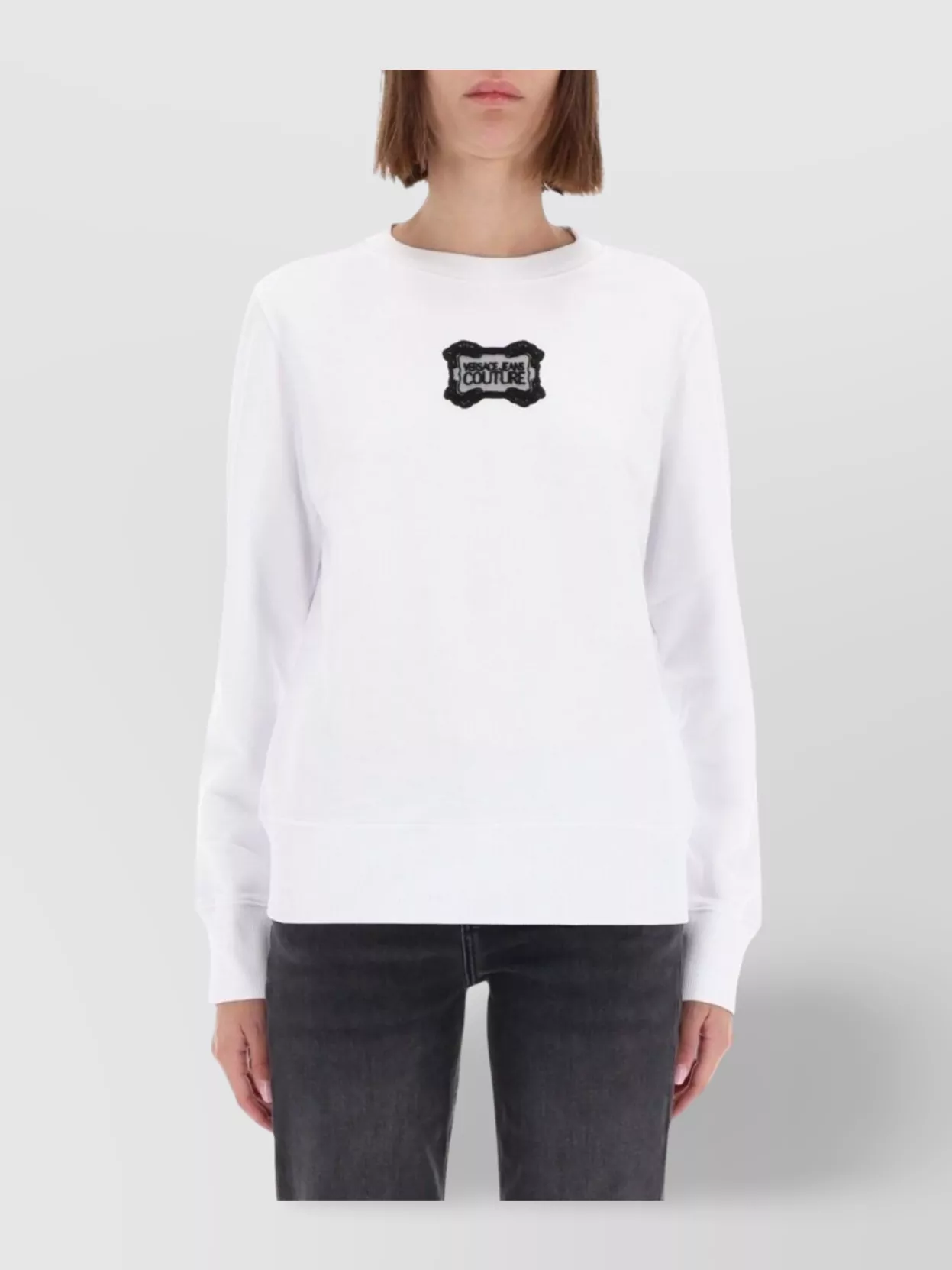 Versace Jeans Couture Ribbed Hem Long Sleeve Crew Neck Knitwear