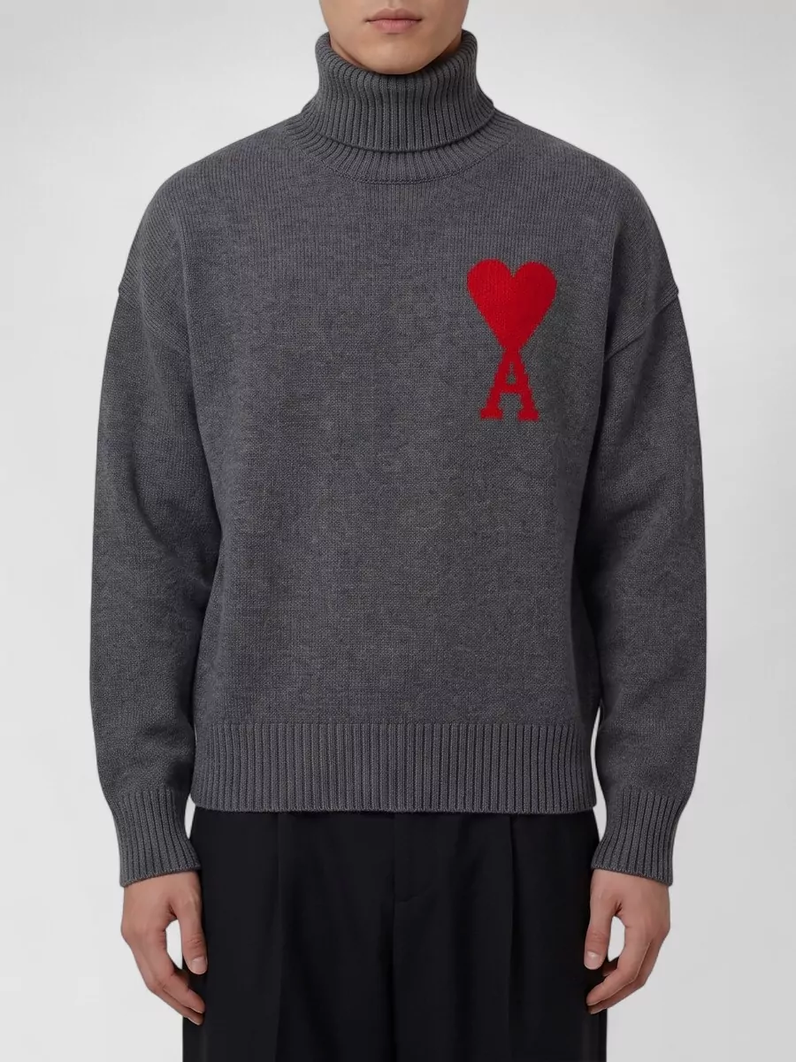 Ami Paris merino wool ribbed turtleneck sweater