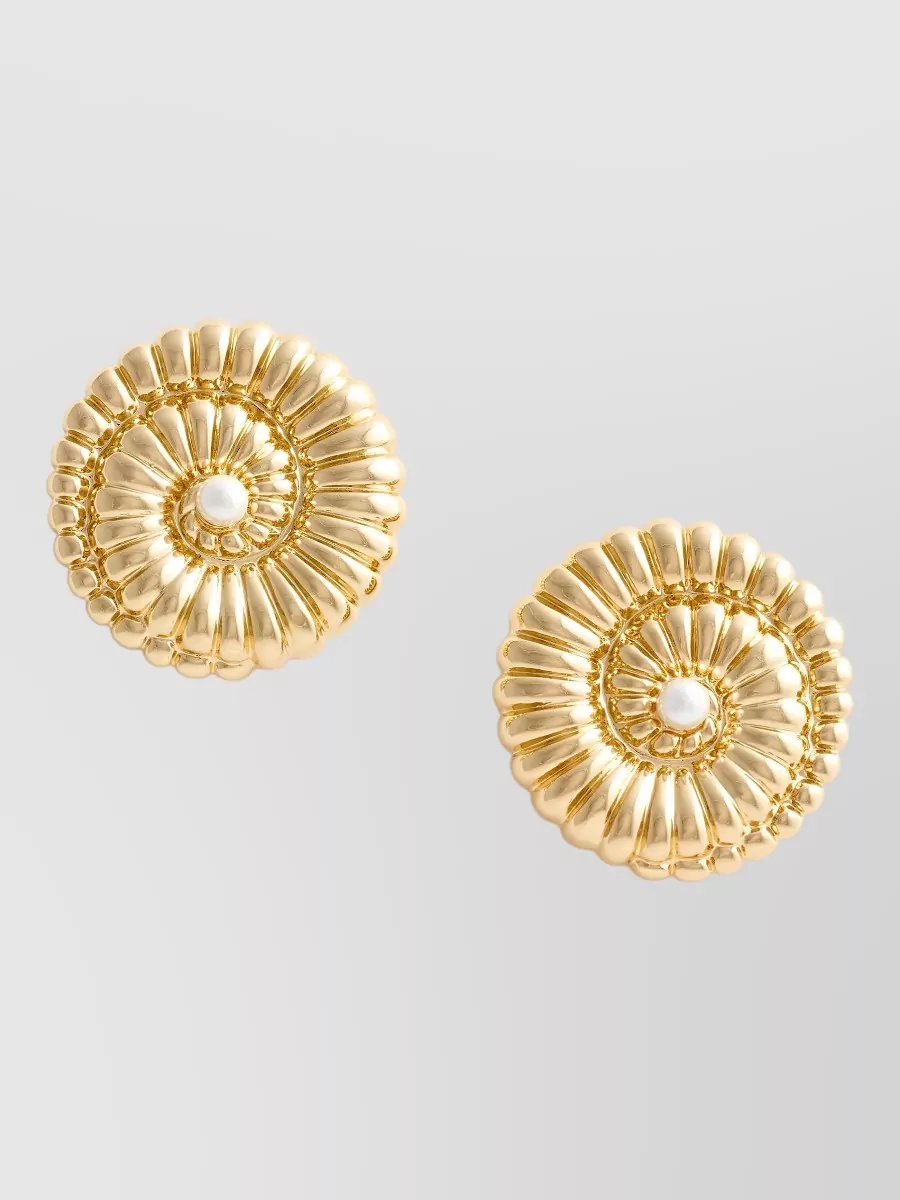 Self-Portrait crystal embellished pearl shell earrings