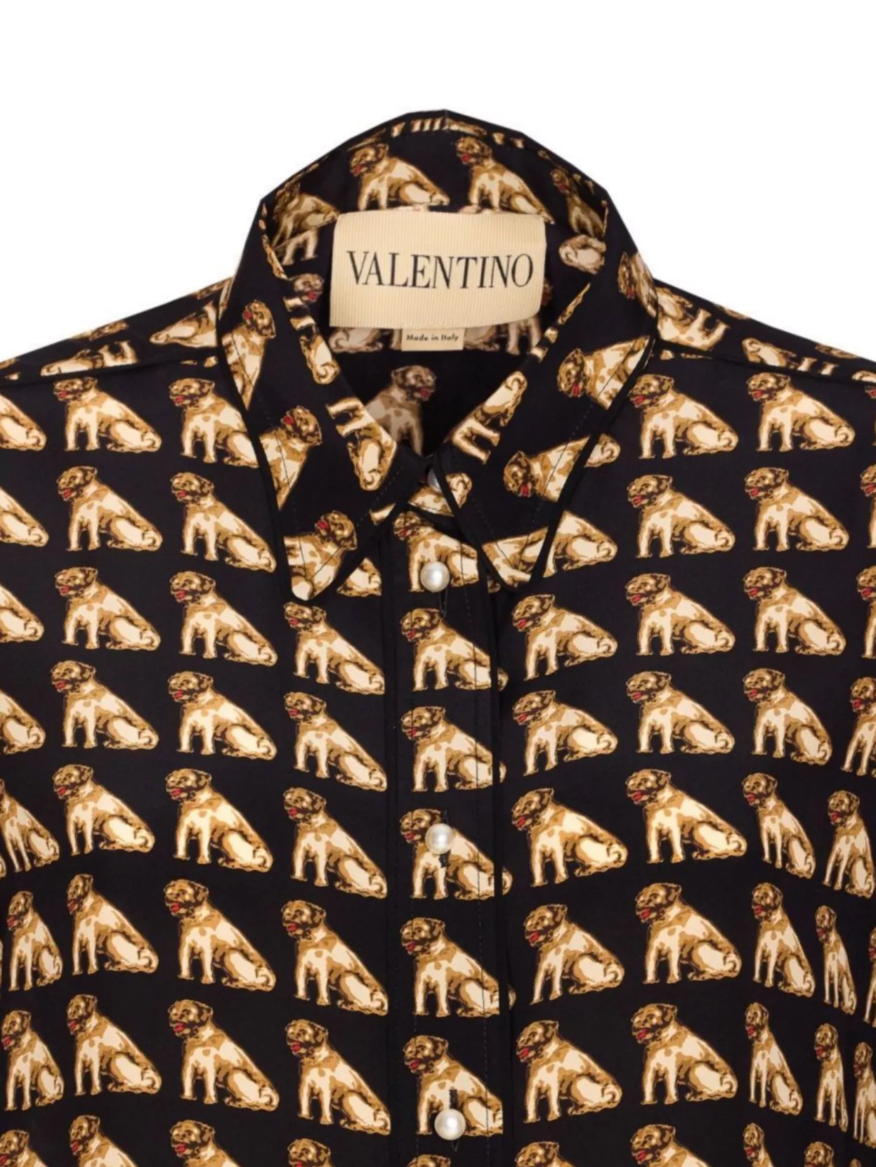 Valentino Collar Shirt With Long Sleeves And All-over Print In Multi
