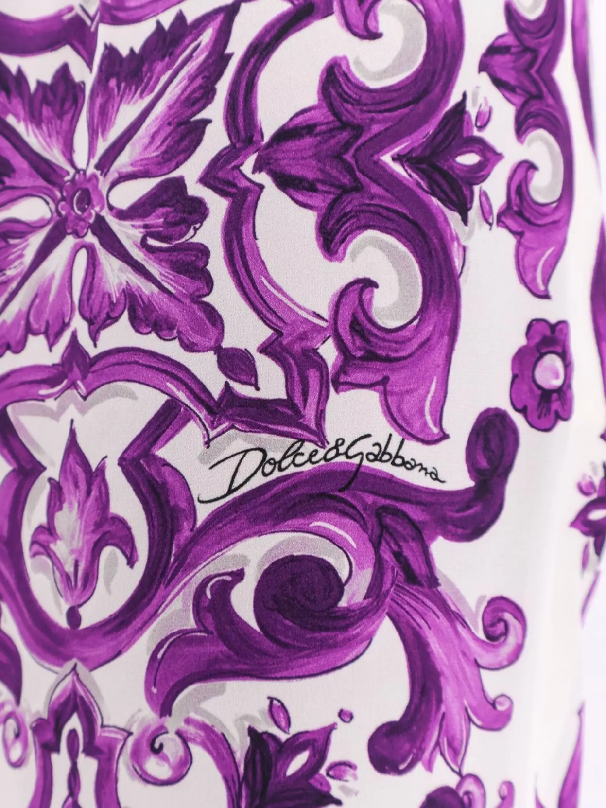 Dolce & Gabbana Maiolica Print Silk Wide Leg Trousers In Purple