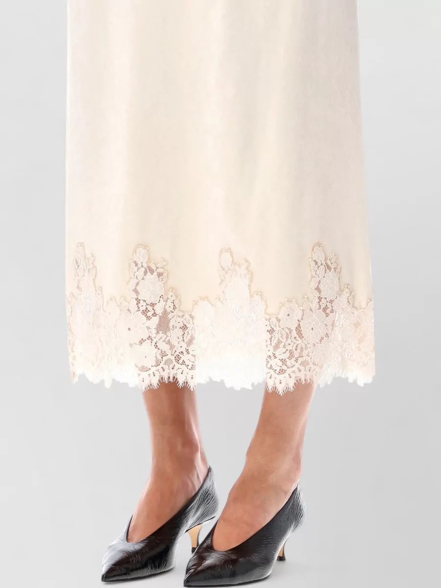 Alberta Ferretti Lace Trim High-Rise Midi Skirt
