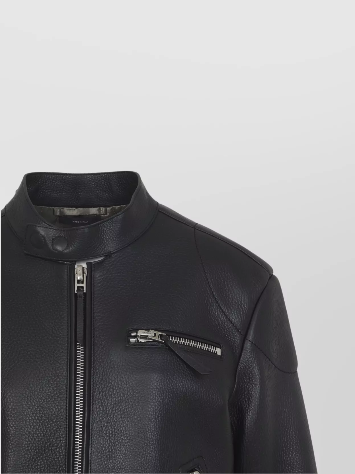 Tom Ford Textured Biker Jacket Stand Collar Design