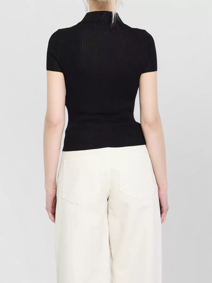 Balenciaga Ribbed Fitted Short-Sleeve Polo Shirt
