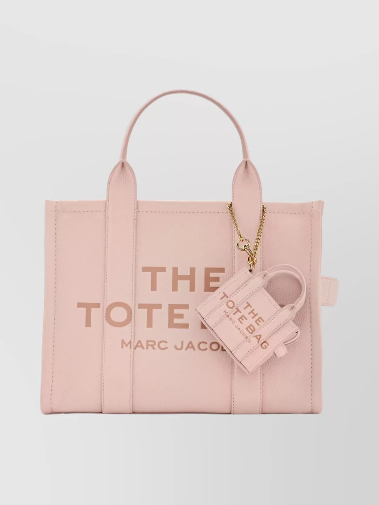 Marc Jacobs The Miniature Leather Chain Keychain In Neutrals