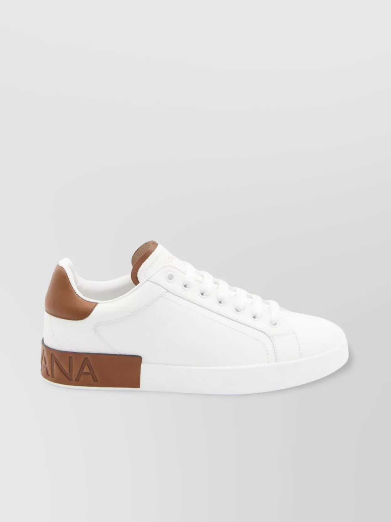 Dolce & Gabbana White Calf Leather Portofino Sneakers In Red