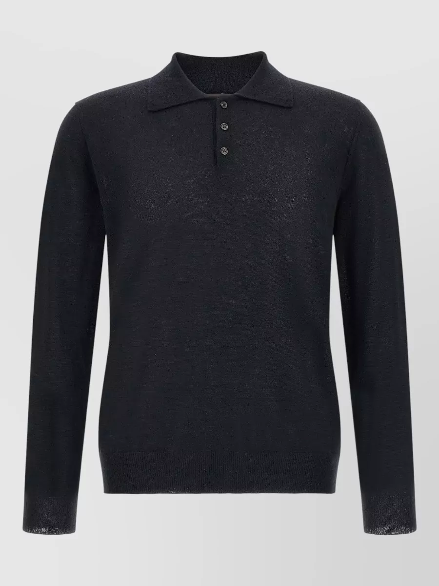 Zanone cashmere fine-knit long-sleeve polo shirt