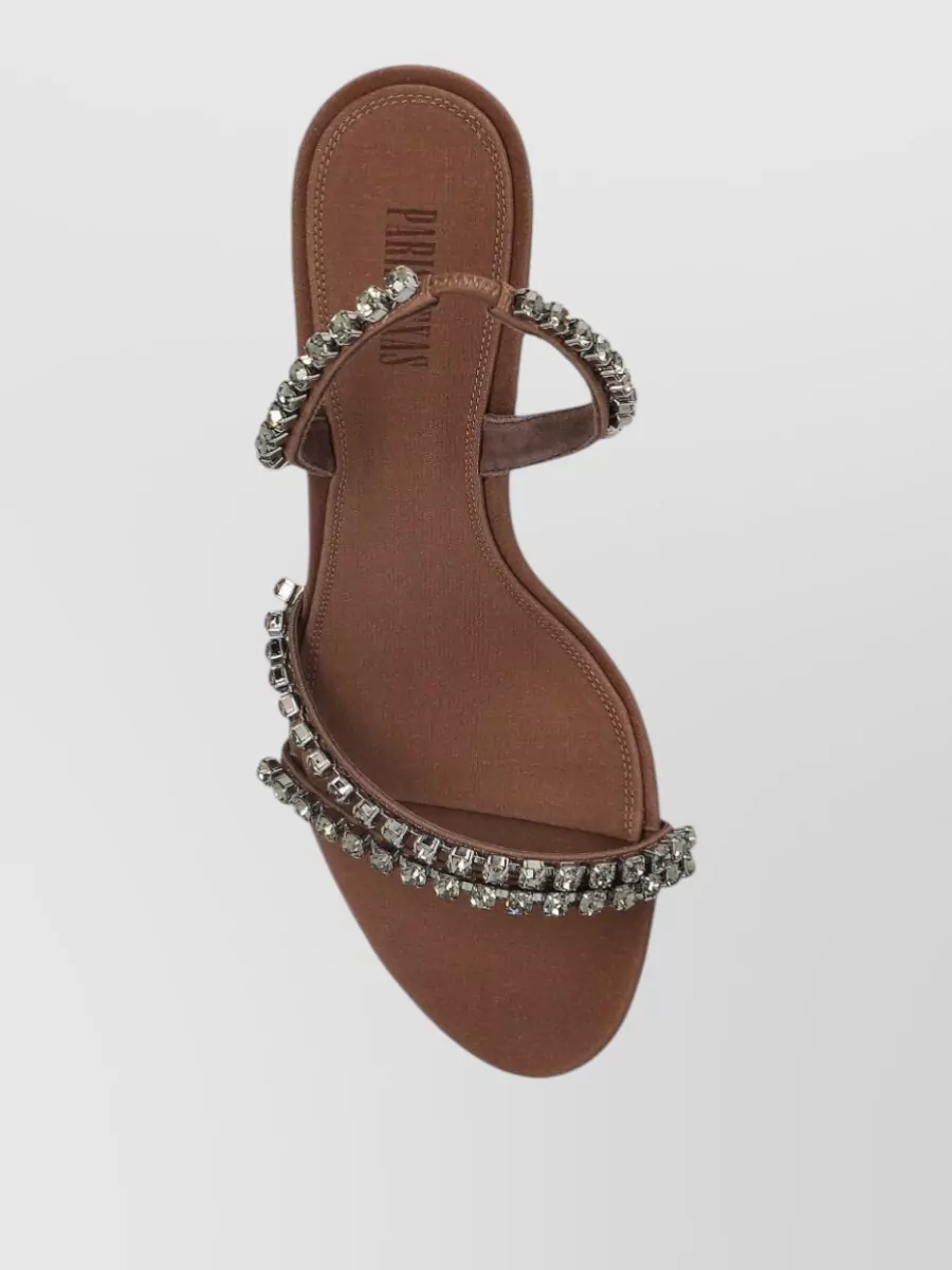 Paris Texas Sandals Heel Embellished Straps Open Toe Silk