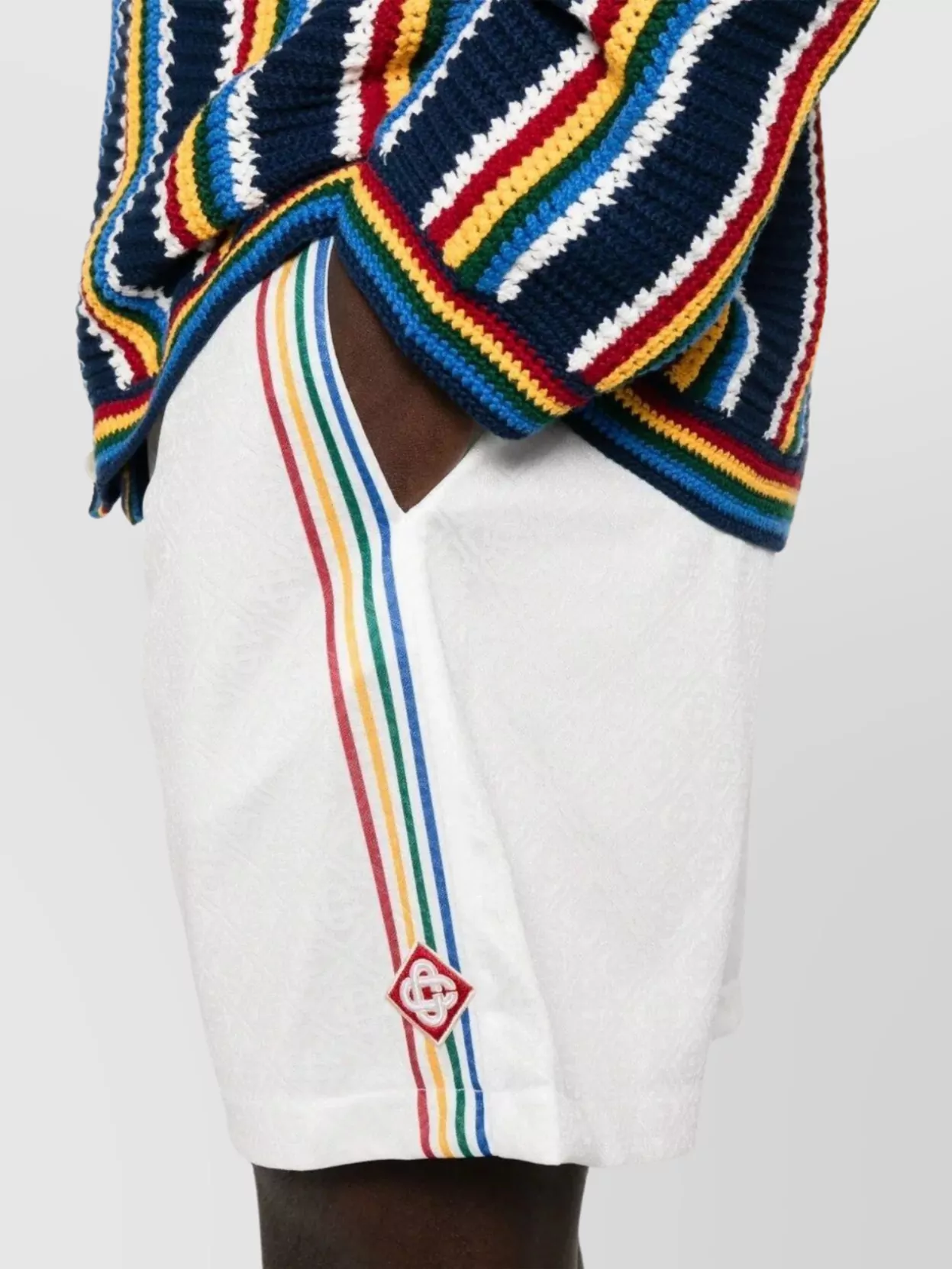 Casablanca Drawstring Waist Soccer Shorts With Side Stripes