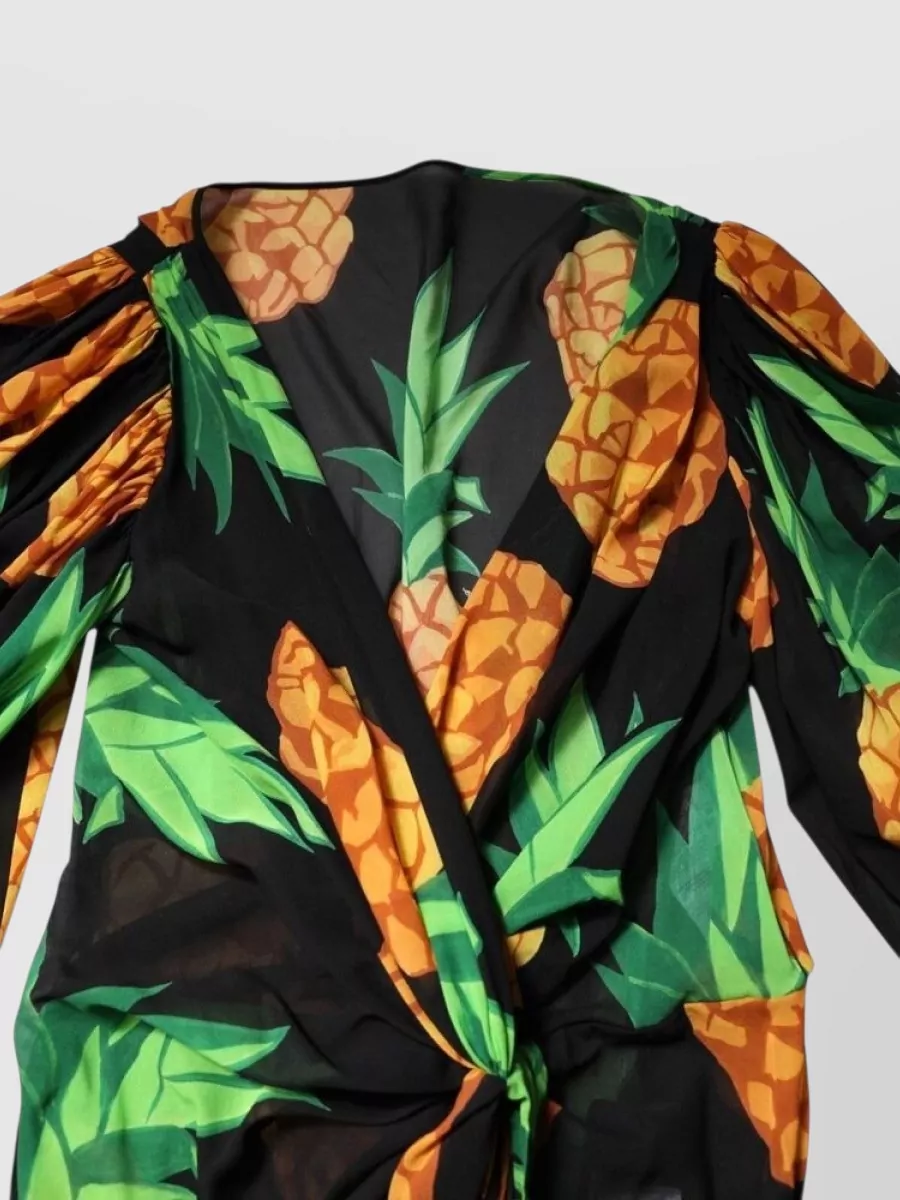 Dolce&Gabbana Silk Pineapple Print Wrap Mini Dress