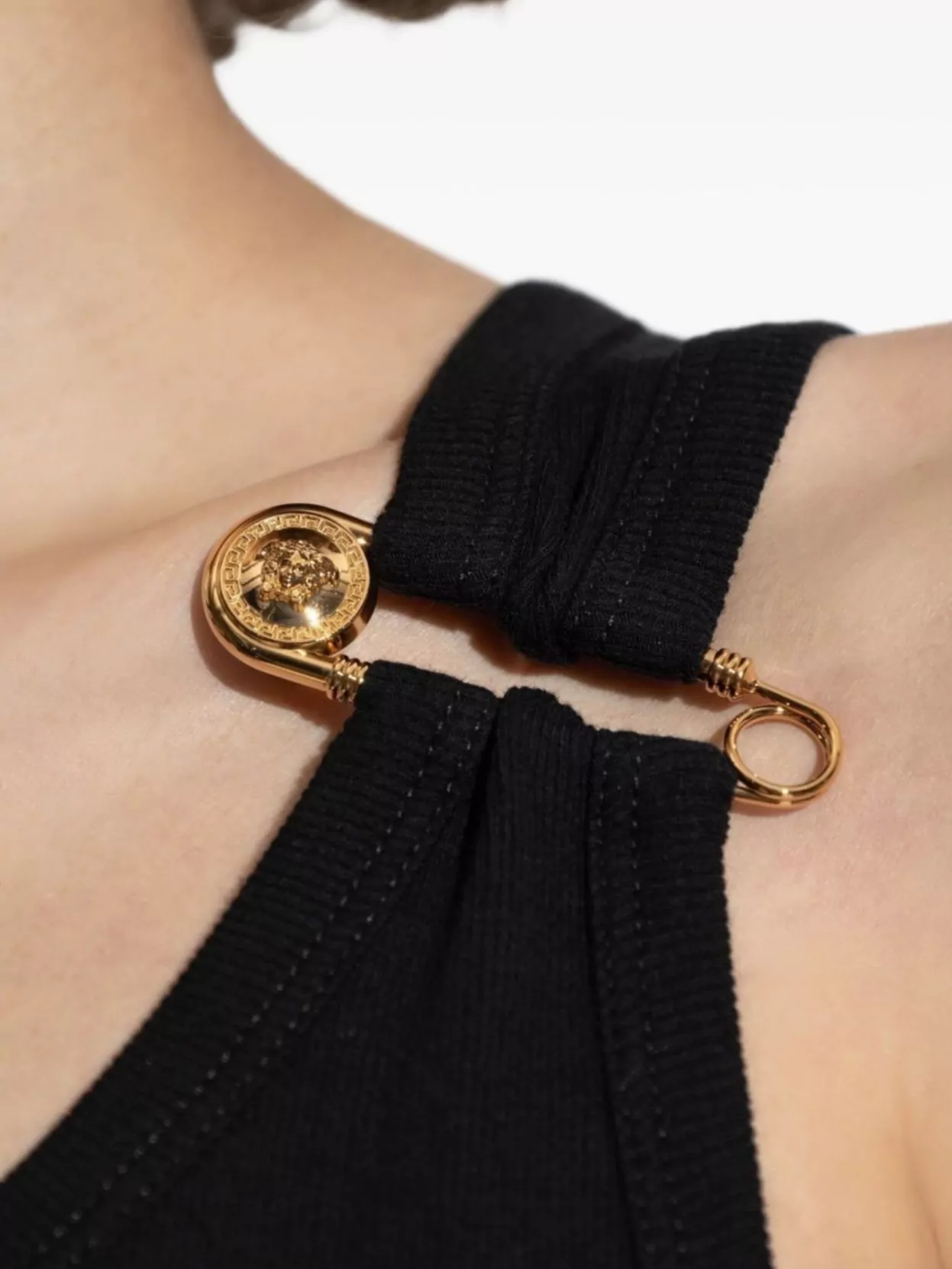 Versace Safety Pin Ribbed Top