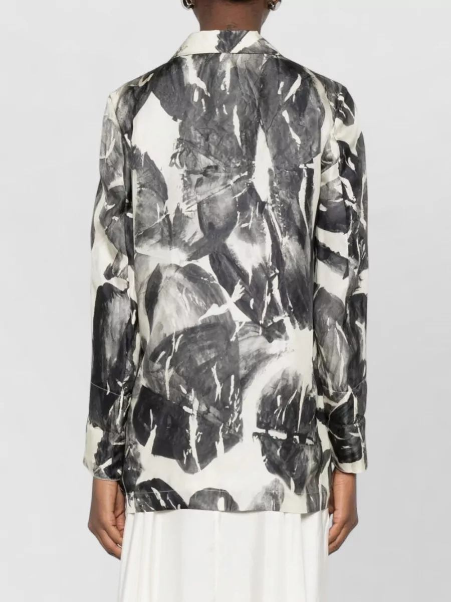 Alysi Silk Printed Single-Breasted Blazer