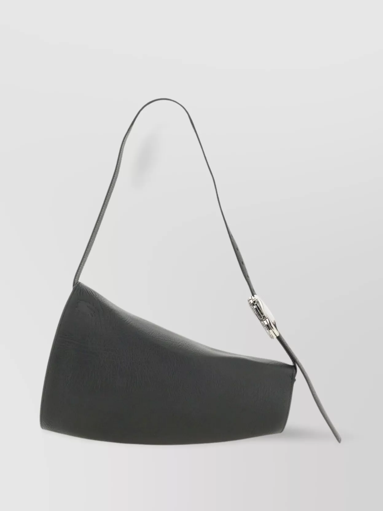 Burberry Large Curved Shoulder Bag With Textured Finish