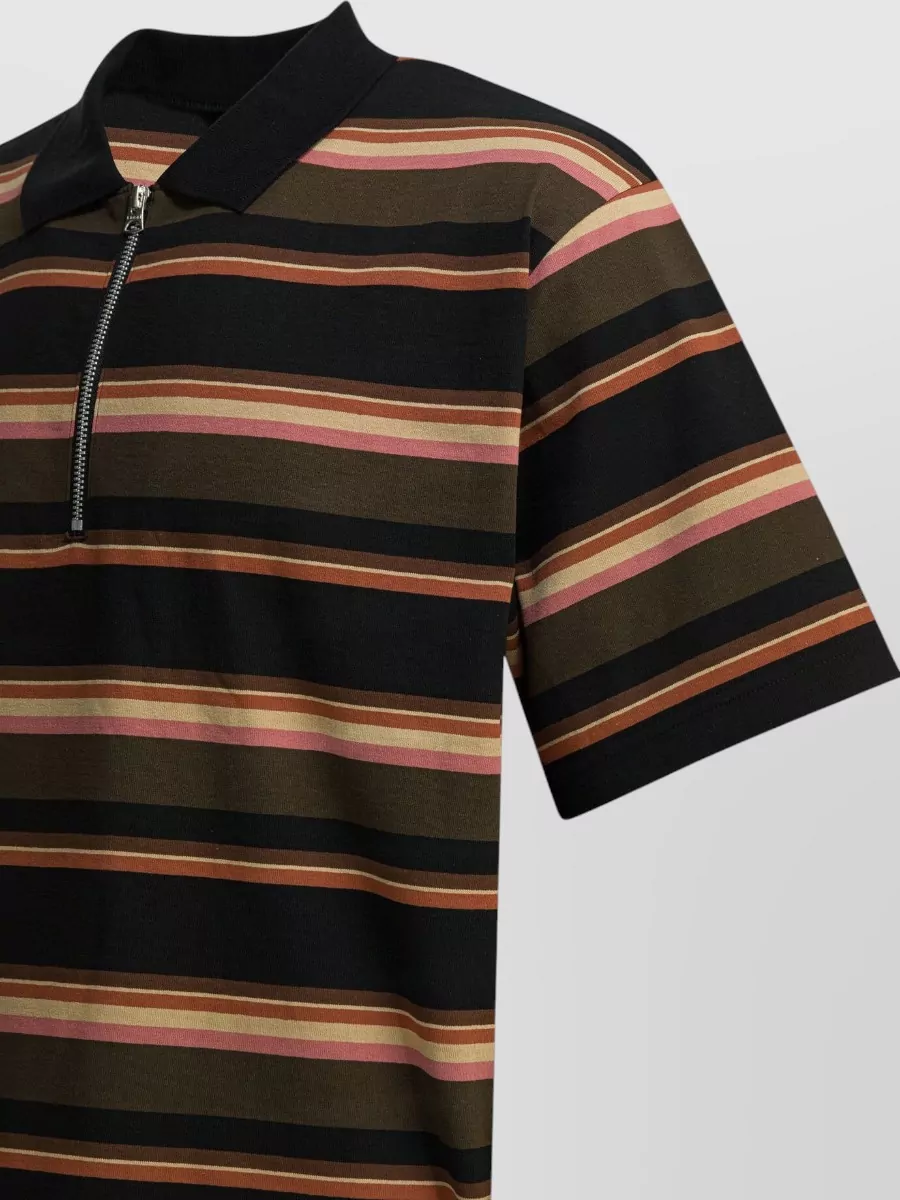 Sacai Short Sleeve Striped Polo Collar Shirt