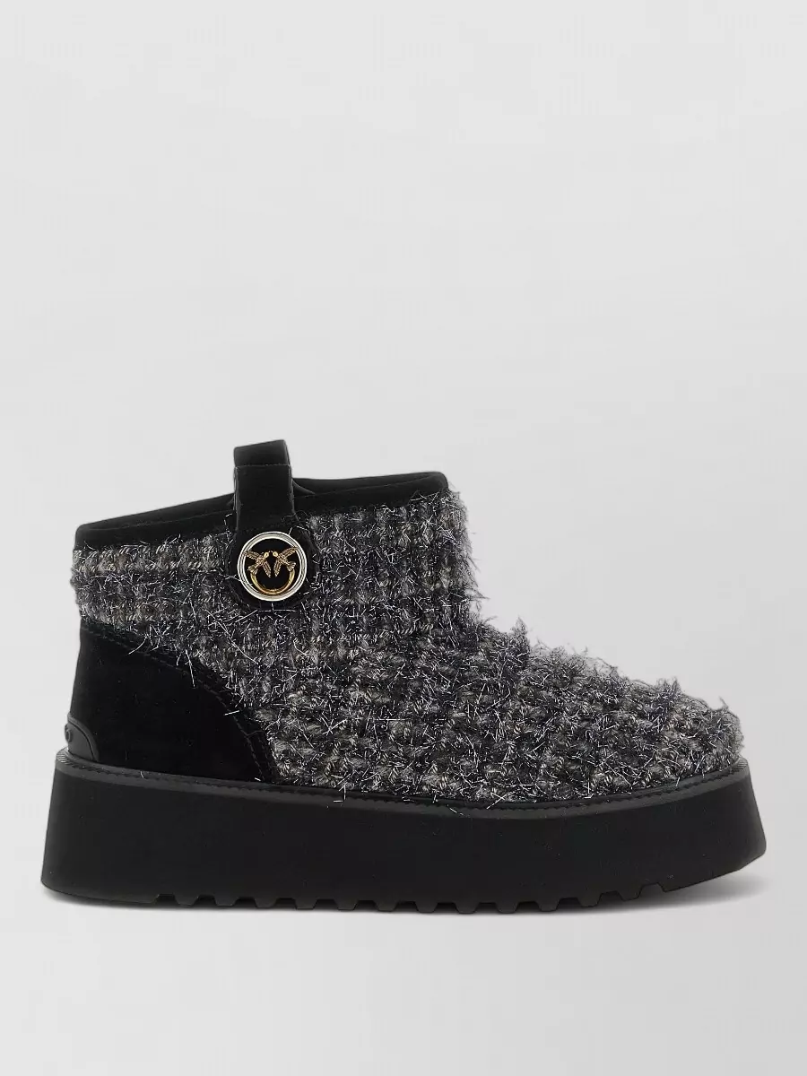 Pinko Leather Tweed Ankle Boots