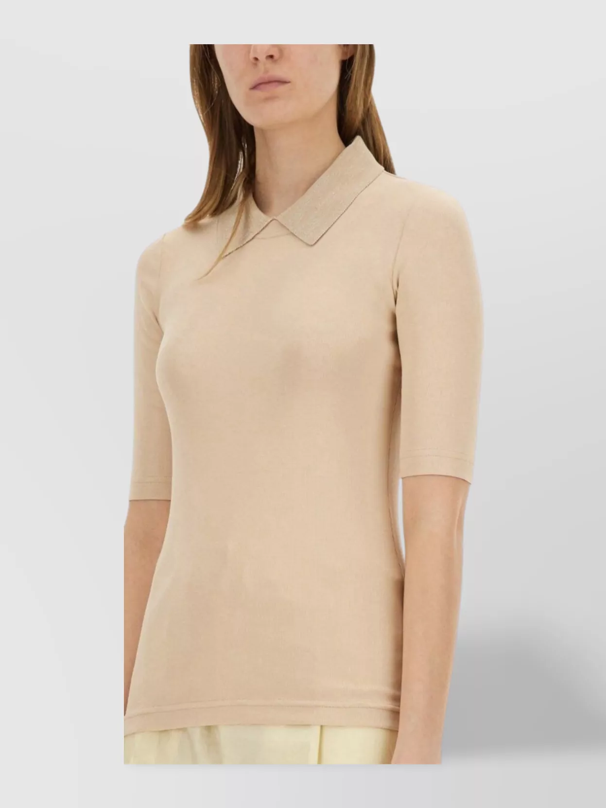 Fabiana Filippi Ribbed Collared T-shirt Slim Fit