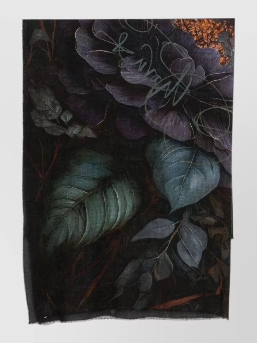 Faliero Sarti cashmere floral print fine knit scarf