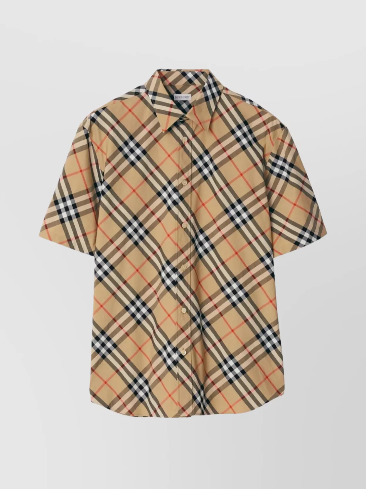 Shop Burberry Cotton Check Shirt Curved Hem