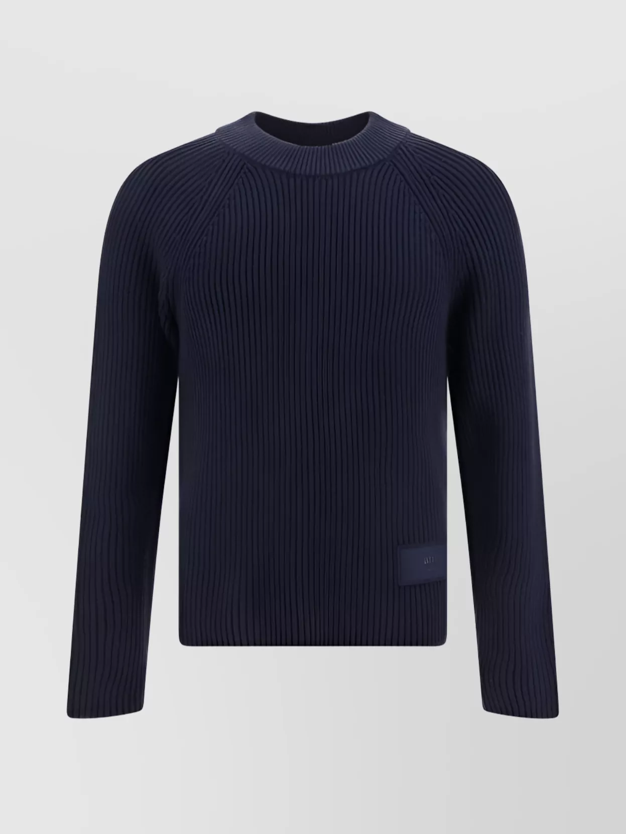 Shop Ami Alexandre Mattiussi Ribbed Crewneck Knitwear Staple In Blue