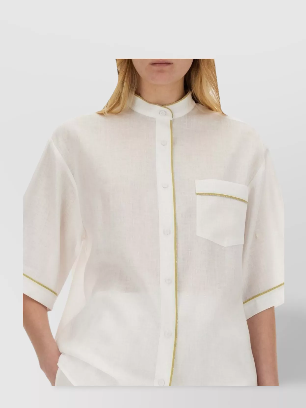 Fabiana Filippi Linen Shirt With Short Sleeves And Chest Pocket