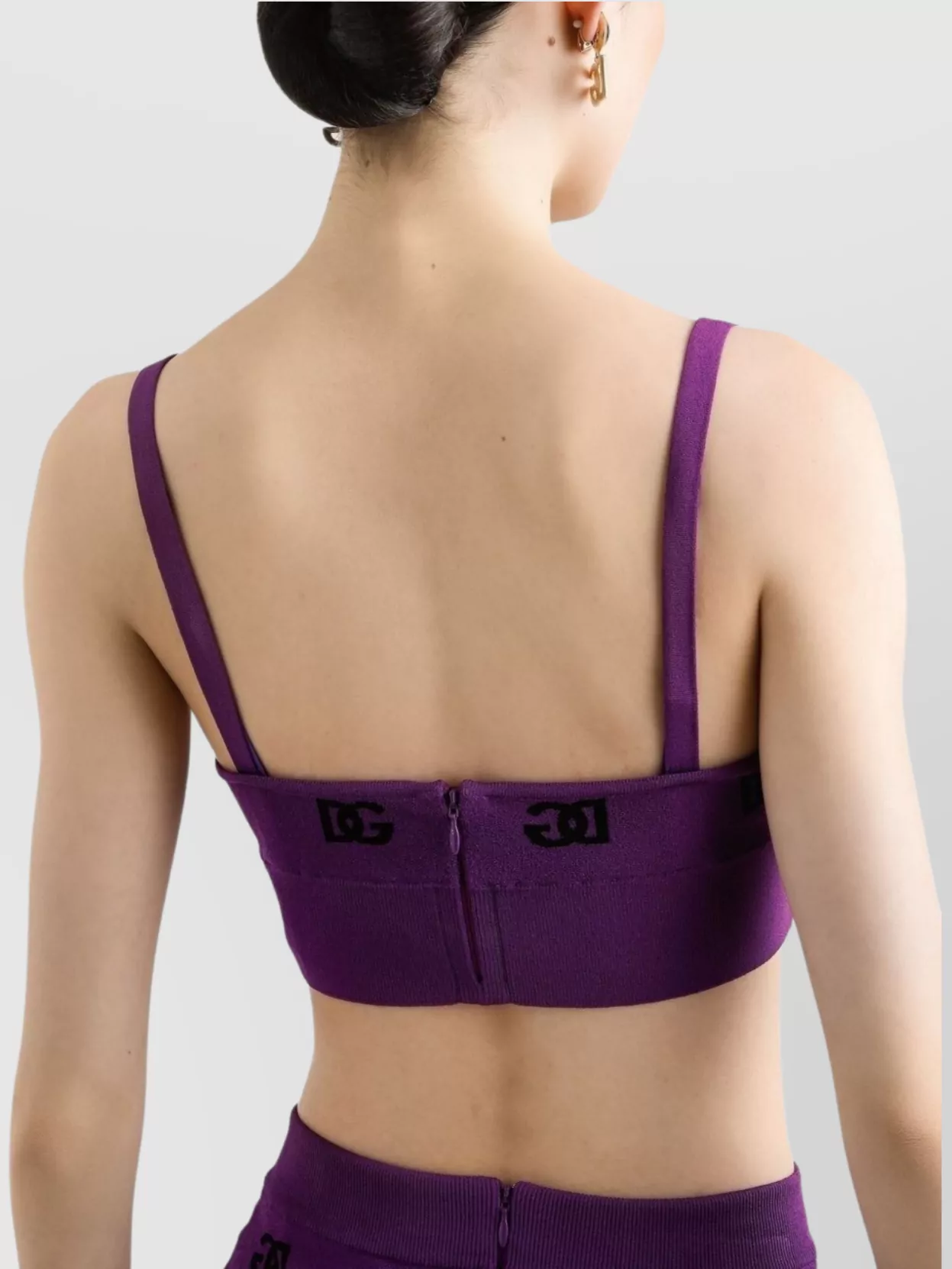 Dolce & Gabbana Viscose Bra Top With Dg Jacquard Logo In Purple