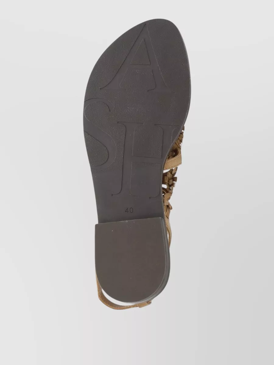 Ash Leather Studded Flat Sandals