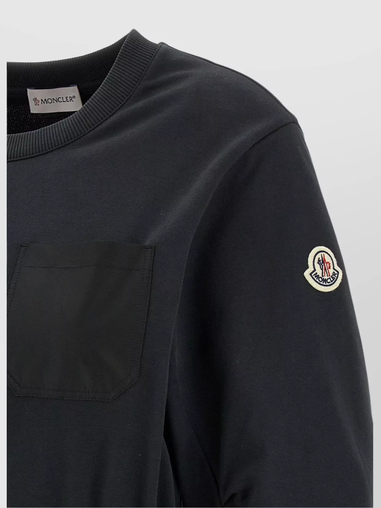 Moncler Black Dress With Elastic Waist And Logo Patch On The Sleeve In Tech Fabric Woman