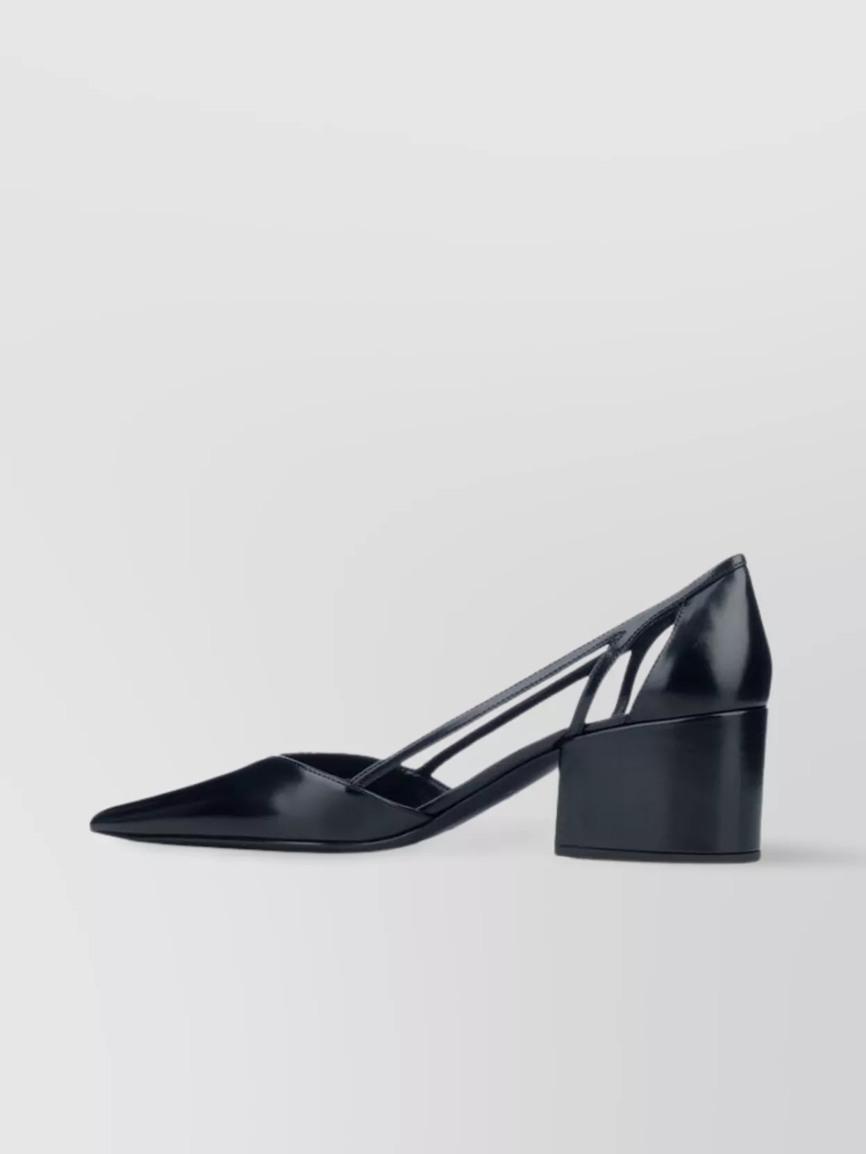 Prada Pointed Toe Block Heel Strappy Pumps