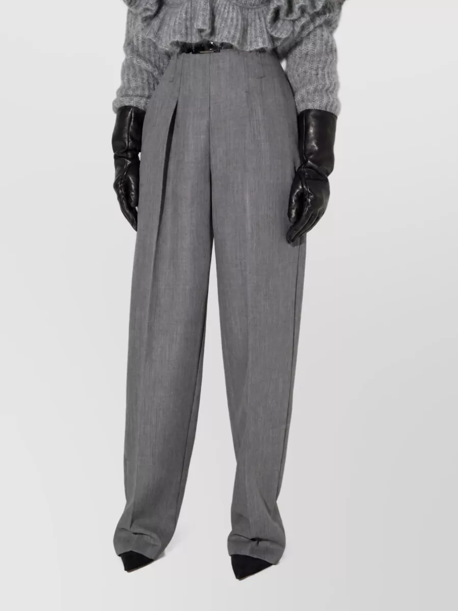 Elisabetta Franchi Virgin Wool High-Rise Pleated Tailored Trousers