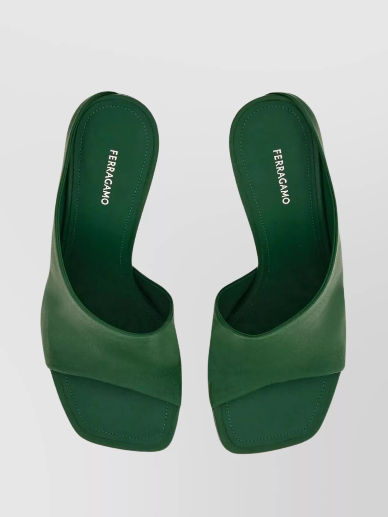 Ferragamo Curved Heel Square Toe Mules