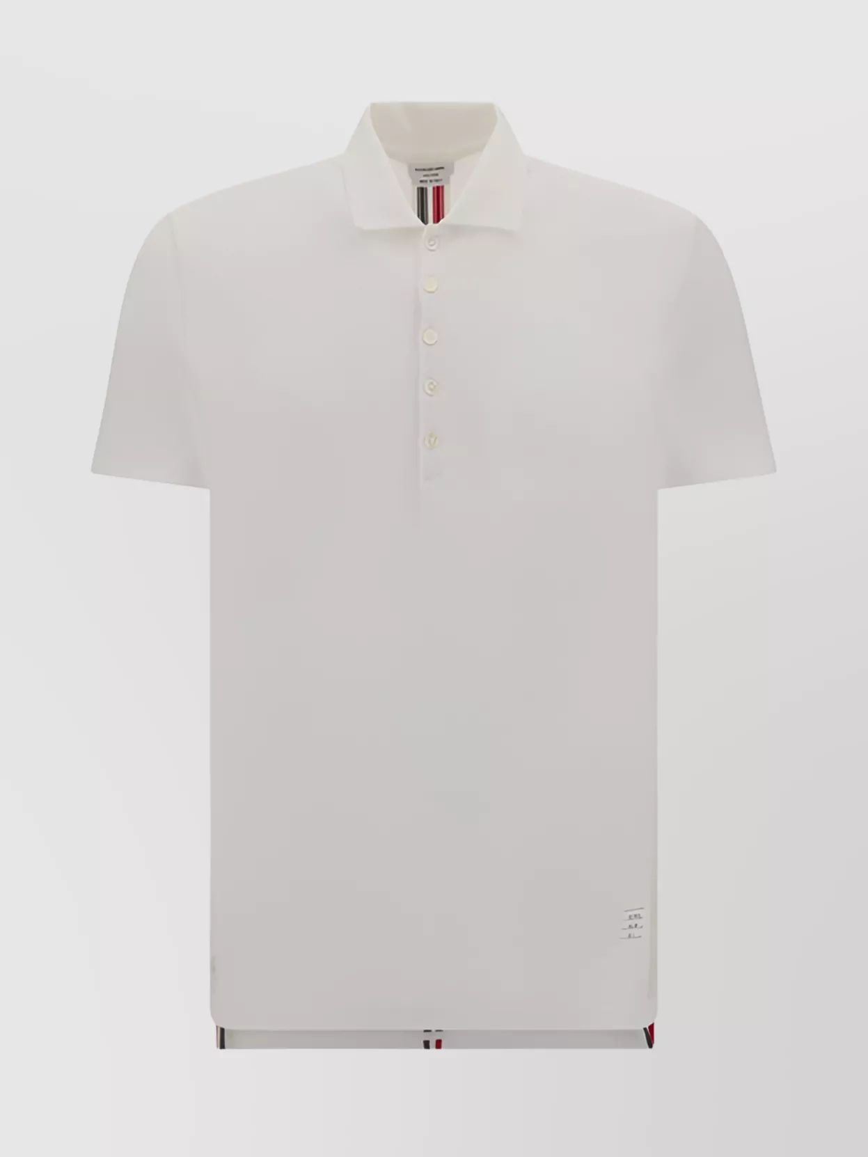 Thom Browne Ribbed Collar Cotton Polo Shirt In Neutral