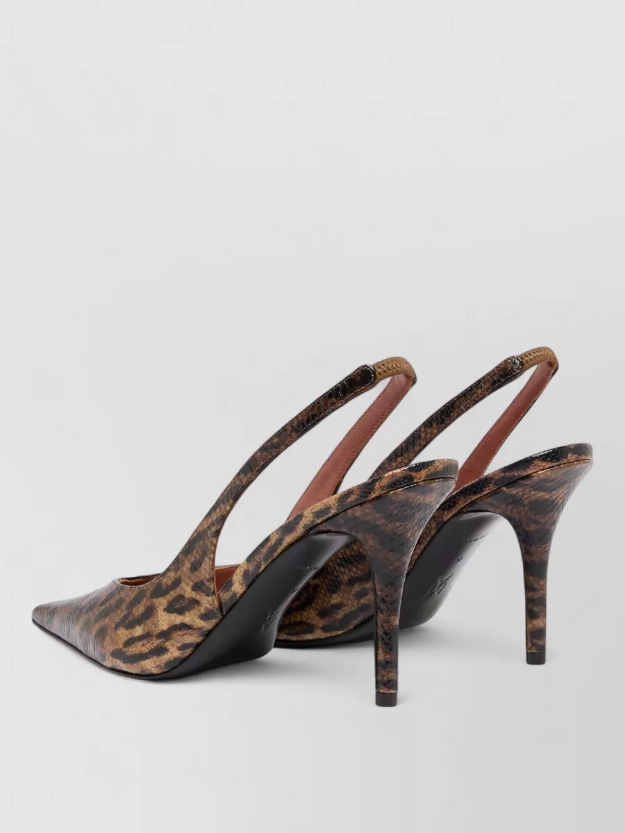 Amina Muaddi Snake-Print Slingback Pumps