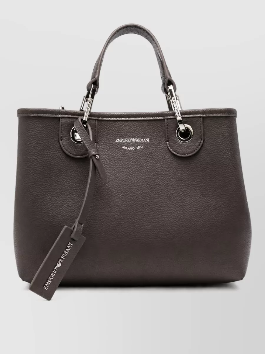 Emporio Armani Grained Logo Print Shoulder Bag
