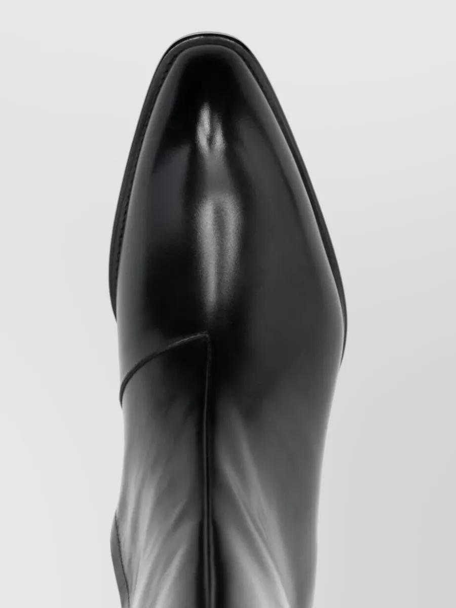 Tom Ford Leather Chelsea Ankle Boots Block Heel