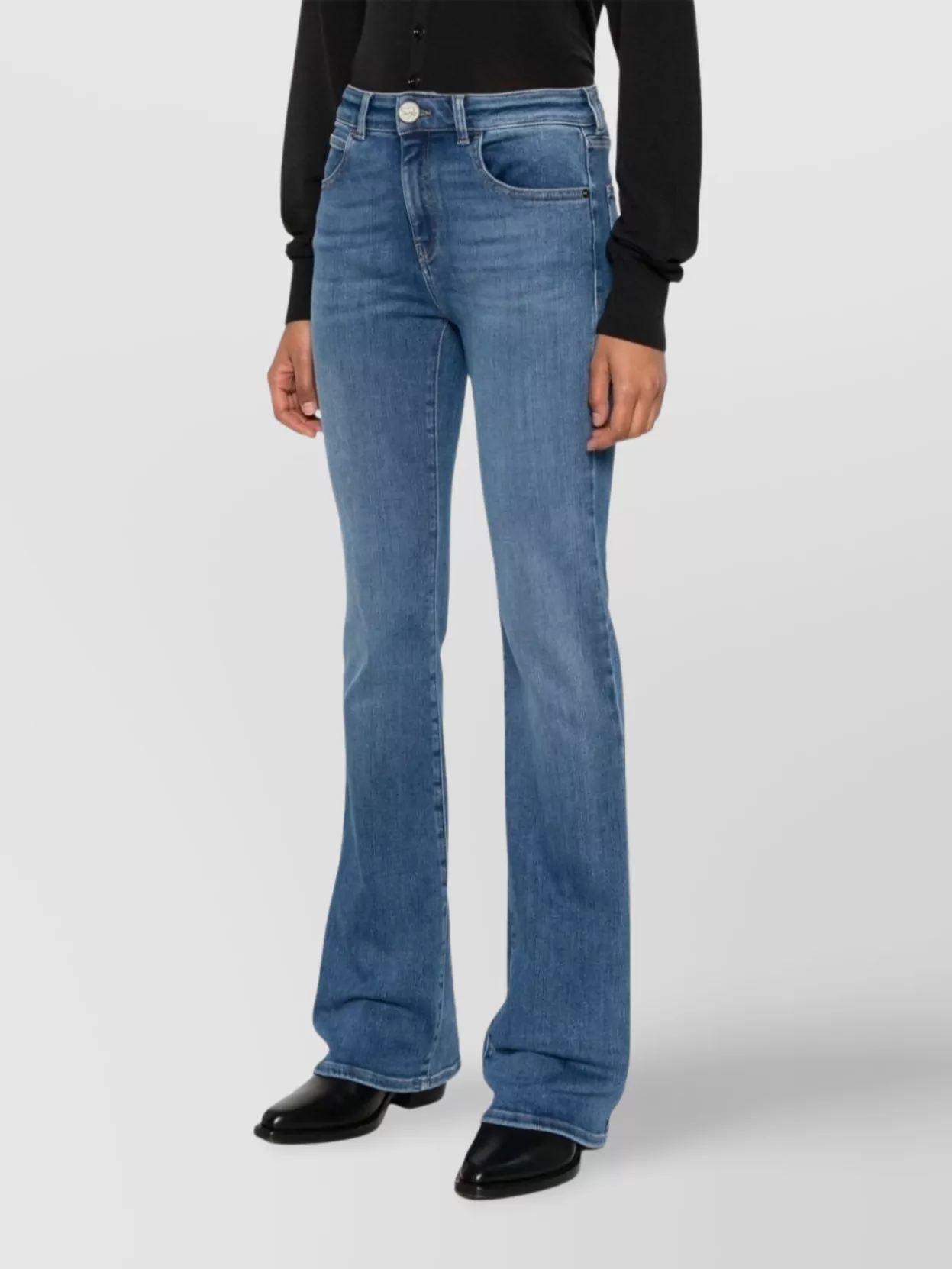 Emporio Armani Flared Faded Wash Stretch-Cotton Trousers